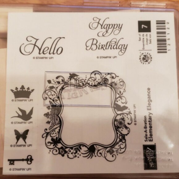 New Stampin UP! Elementary Elegance Wood mount Stamp set of 7 _ Stamping - Picture 1 of 1